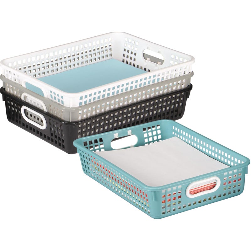 Really Good Stuff Plastic Desktop Paper Storage Baskets for Classroom or Home Use â€“ Mesh Bins, 14.25â€ x 10â€ â€“ (Set of 4), School Organization Supplies - Image 2